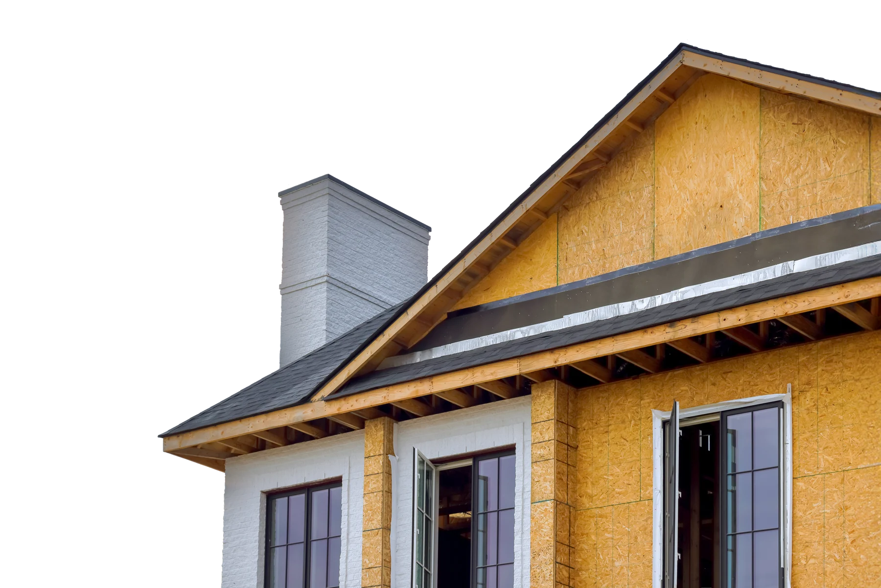 Maison à étage en cours d’isolation par l’extérieur
